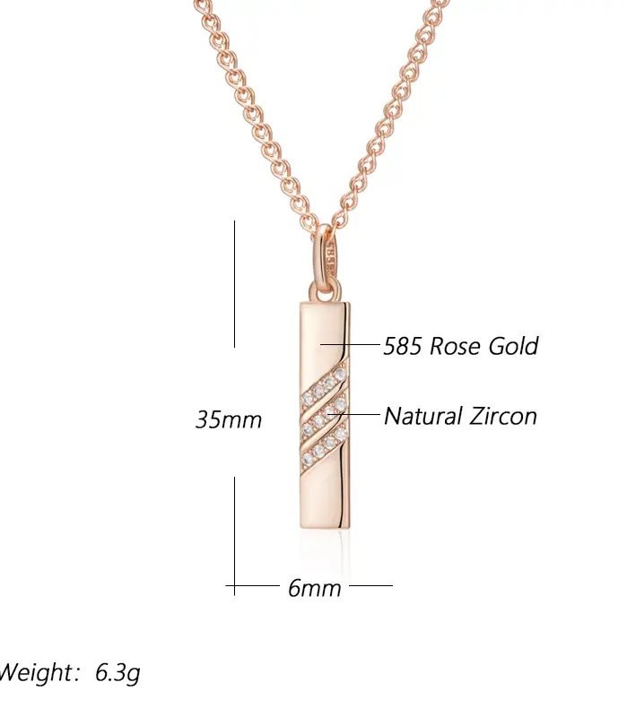 Kinel-collar con colgante de circón Natural marrón ovalado para mujer, moda 585, Color oro rosa, joyería de boda para novia de alta calidad 2