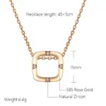 Kinel-collar con colgante cuadrado para mujer, Color oro rosa 585, accesorios de circón Natural, colgante diario, joyería fina 2