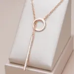 Kinel, collar con colgante brillante a la moda novedosa para mujer, colgante Simple de Color oro rosa 585, joyería fina diaria de alta calidad 1