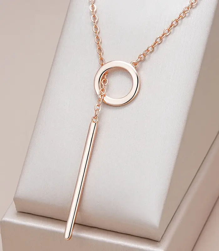 Kinel, collar con colgante brillante a la moda novedosa para mujer, colgante Simple de Color oro rosa 585, joyería fina diaria de alta calidad 1