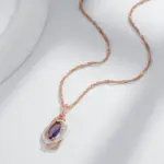 Kinel inusual brillante púrpura colgante de circón Natural collar para mujer de lujo 585 Color oro rosa boda fiesta joyería fina diaria 4