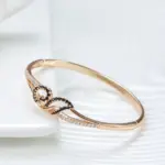 Kinel-brazaletes de oro rosa 585 para mujer, brazalete de circón Natural negro, joyería de boda de moda, regalo de alta calidad 5