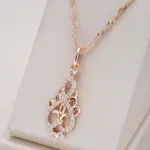 Kinel, nueva tendencia, collar con colgante de flor de cristal, circonita Natural para mujer, collar étnico de novia de oro rosa 585, joyería Vintage de moda 1