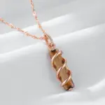 Kinel-collar con colgante de circonita Natural para mujer, Color marrón claro, Cuadrado Simple, Color oro rosa 585, joyería diaria de alta calidad 4