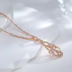Kinel, nueva tendencia, collar con colgante de flor de cristal, circonita Natural para mujer, collar étnico de novia de oro rosa 585, joyería Vintage de moda 3