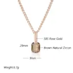 Kinel-collar con colgante de circón Natural marrón cuadrado para mujer, moda 585, Color oro rosa, joyería de boda para novia de alta calidad 2