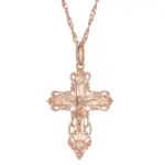 Kinel-collar con colgante de cruz de Color oro rosa 585, lujo, para mujeres y hombres, Iglesia Ortodoxa, Jesús, abalorio brillante, joyería fina diaria 6