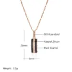 Kinel-collar con colgante cuadrado de esmalte negro para mujer, Color oro rosa 585, accesorios de circón Natural, joyería diaria de alta calidad 2