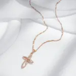 Kinel-collar con colgante de cruz de Color oro rosa 585, lujo, para mujeres y hombres, Iglesia Ortodoxa, Jesús, abalorio brillante, joyería fina diaria 4
