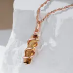 Kinel-collar con colgante de circonita Natural para mujer, Color marrón claro, Cuadrado Simple, Color oro rosa 585, joyería diaria de alta calidad 3