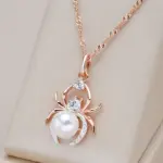 Kinel-collar con colgante de perla de araña Punk para mujer, moda 585, oro rosa, plata, mezcla de colores, colgante de fiesta, joyería fina diaria 1