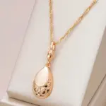 Kinel, collares con colgante de Color oro rosa 585 brillante para mujer, gota de agua Simple, joyería étnica de alta calidad para uso diario de novia 1