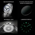 CADISEN 2024 nuevos relojes para hombres, relojes de negocios de cuarzo, reloj japonés VD53 para hombres, reloj de lujo de marca superior, reloj cronógrafo para hombres 6