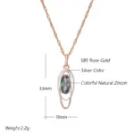 Kinel-collar con colgante de circón Natural para mujer, ovalado, colorido, a la moda, oro rosa 585, mezcla de colores plateados, colgante elegante, joyería diaria 2