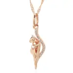 Kinel-collar con colgante de circón Natural brillante para mujer, colgante de Animal de Color oro rosa 585, joyería Vintage para fiesta diaria 6