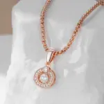 Kienl-collar con colgante de Color oro rosa 585, accesorios de circonita Natural oscilante a la moda, joyería diaria de alta calidad 3