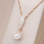 Kinel-collar con colgante de perlas y flores de cristal para mujer, mezcla de colores, oro rosa, plata, regalo de joyería de boda étnica bohemia, 585 1