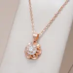 Kinel-collar con colgante de flor de cristal para mujer, Color oro rosa 585, accesorios de circón Natural, joyería fina diaria creativa 1