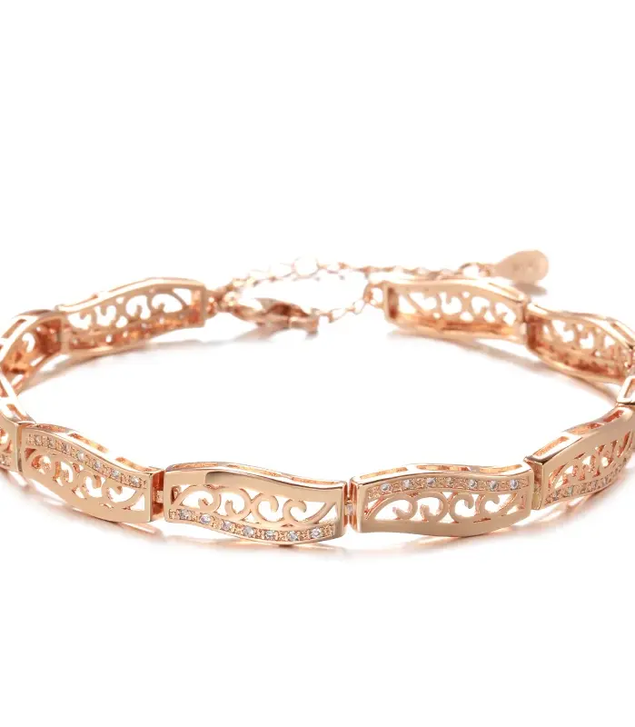 Kinel-pulsera de oro rosa 585 para mujer, brazalete de lujo con circonita Natural, joyería fina Vintage para boda, novedad de 2022 1