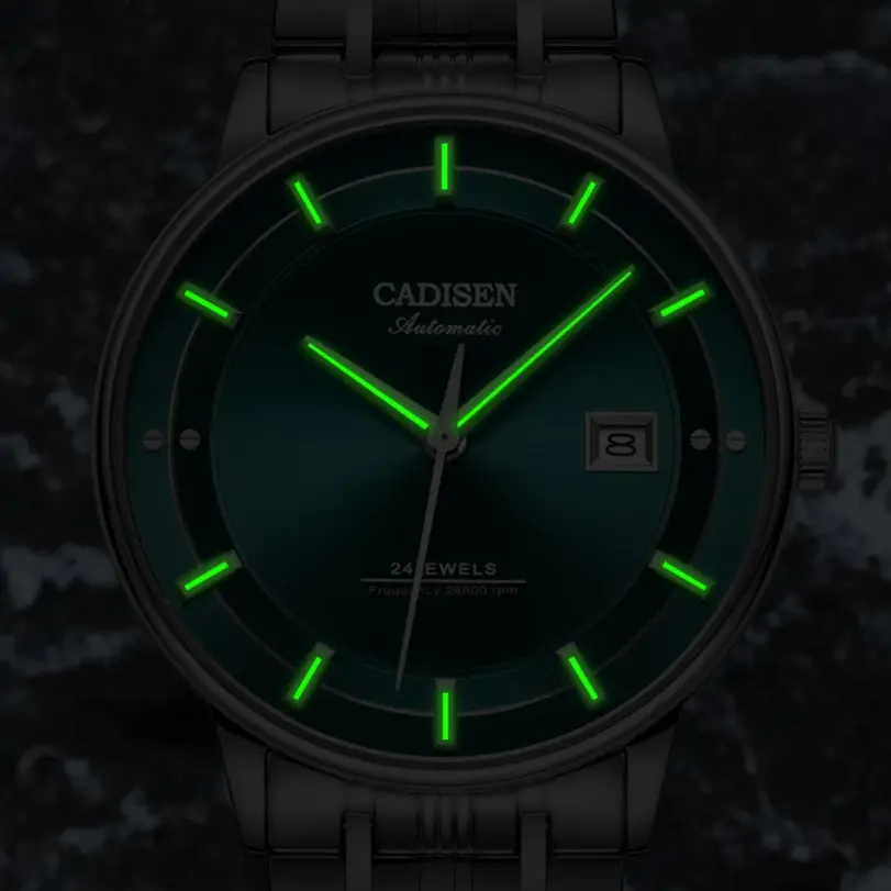 Relojes de Pulsera Mecánicos CADISEN con Movimiento MIYOTA 9015, Reloj Automático Ultrafino, Zafiro, Resistente al Agua, Oro Rosa, Relojes de Negocios 5