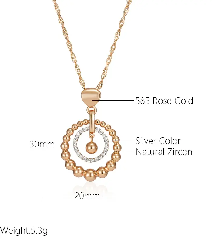 Kinel-collar con colgante de circonita Natural para mujer, cuenta brillante, Color oro rosa y plata, mezcla diaria, joyería fina Retro, moda 585 2