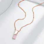 Kienl Trend-collar con colgante de circón Natural rosa cuadrado para mujer, Color oro rosa 585, accesorios exquisitos, joyería fina diaria 5
