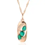 Kinel-collar con colgante de Color oro rosa 585, accesorios inusuales de circón Natural verde, joyería fina Vintage para uso diario 6