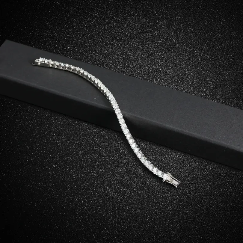 KNOBSPIN-collar de pulsera de tenis de moissanita de 5mm para mujer, de Plata de Ley 925, Diamante de laboratorio D VVS1 con joyería con certificado GRA 4