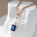 Kinel inusual brillante cuadrado azul colgante de circón Natural collar para mujer de lujo 585 Color oro rosa fiesta joyería fina diaria 3