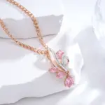 Kinel-collar con colgante de flor de circón Natural rosa brillante para mujer, joyería étnica diaria de mezcla de colores de oro rosa y plata 585 3