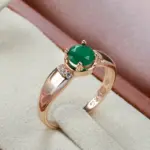 Kinel nuevo Esmeralda corte redondo pendientes de circón Natural conjuntos de anillos para mujer 585 pendientes de Clip de oro rosa conjuntos de joyería de moda para fiesta 4