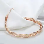 Kinel-pulsera de oro rosa 585 para mujer, brazalete de lujo con circonita Natural, joyería fina Vintage para boda, novedad de 2022 6