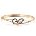 Kinel-brazaletes de oro rosa 585 para mujer, brazalete de circón Natural negro, joyería de boda de moda, regalo de alta calidad 1