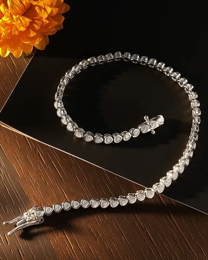 Pulsera de tenis KNOBSPIN con moissanita de corte corazón de 4 mm, pulsera de diamantes certificada GRA, pulseras de plata de ley s925 para mujer y hombre 2