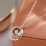 Kinel-collar con colgante de oro rosa 585 de lujo para mujer, flor de cristal, circón Natural, boda nupcial, joyería fina diaria de alta calidad 3