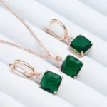 Kinel-collar con colgante de piedra verde cuadrado para mujer, Color oro rosa 585, accesorios de circón Natural, joyería fina diaria 4