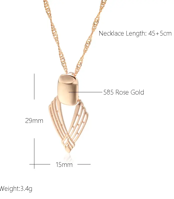 Kinel nueva moda collar con colgante brillante para mujer geometría inusual hueco 585 Color oro rosa étnico novia joyería fina diaria 2