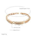 Kinel-pulsera de eslabones cuadrados de oro rosa 585, pulseras finas de lujo con circonita Natural para uso diario, joyería étnica de boda 2