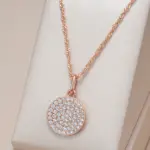 Kinel-collar con colgante redondo de circón Natural brillante para mujer, moda 585, Color oro rosa, joyería fina diaria de alta calidad 1