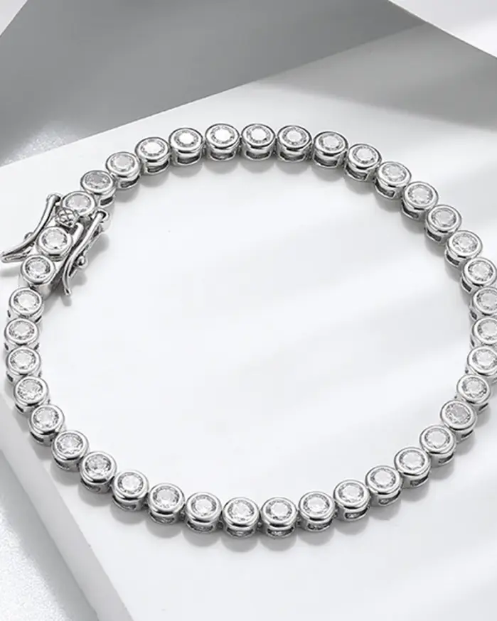 KNOBSPIN D VVS1 pulsera redonda de tenis de moissanita Original plata de ley s925 chapada en oro de 18k con pulseras GRA para mujer y hombre 2