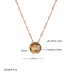 Kinel-collar con colgante de circón Natural para mujer, redondo, marrón claro, Simple, Color oro rosa 585, joyería diaria de alta calidad 2