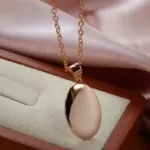 Kinel-collar con colgante ovalado brillante para mujer, colgante de moda de Color oro rosa 585, joyería fina diaria de alta calidad 4