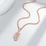 Kinel-collar con colgante de flor de circón Natural brillante para mujer, joyería de Boda nupcial étnica de Color oro rosa 585, moda 5