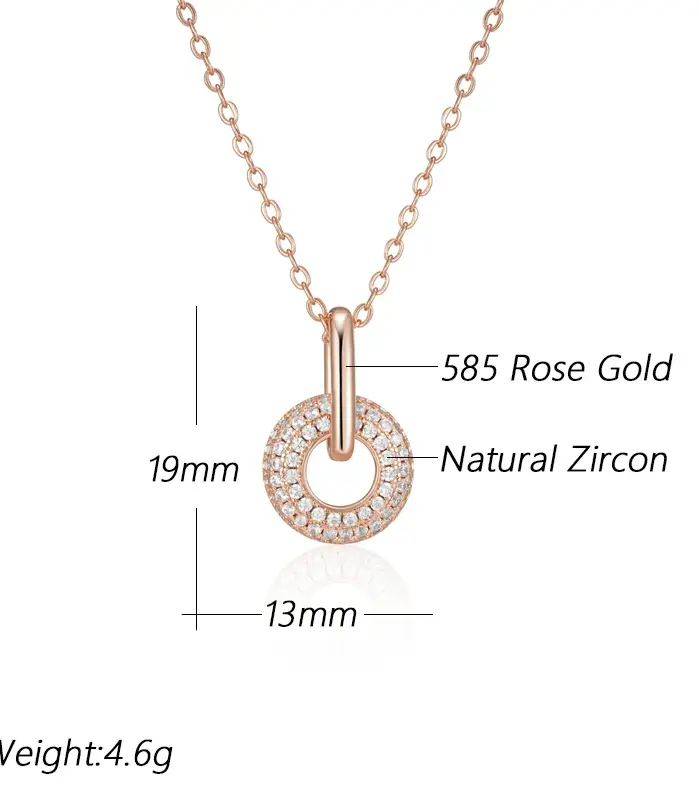Kinel-collar con colgante de circón Natural, diseño innovador, moda 585, Color oro rosa, regalo romántico, joyería fina diaria para mujer 2