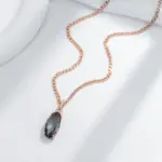 Kinel-collar con colgante ovalado grande para mujer, color gris intenso, tendencia 585, Color oro rosa con circón Natural, joyería fina diaria de alta calidad 5