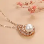 Kinel-collar con colgante grande de perlas de lujo para mujer, Color oro rosa 585 con dijes de circón Natural, joyería de boda para novia 3