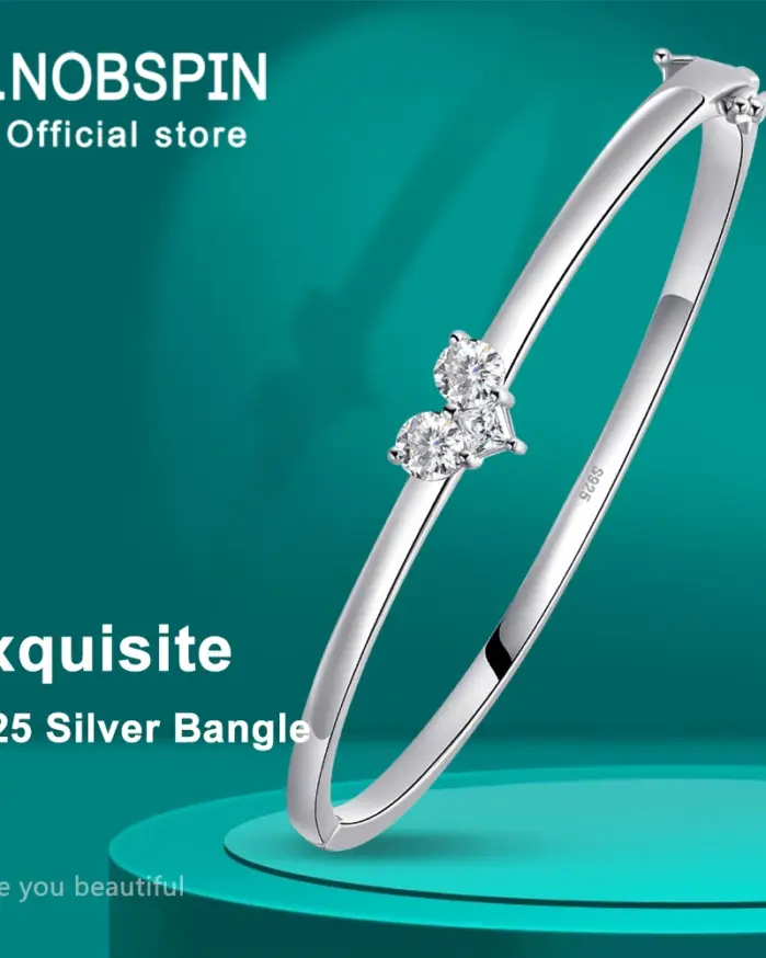 KNOBSPIN-brazaletes de moissanita elegantes para mujer, pulsera delicada con certificación GRA de plata sólida s925, joyería fina para muñeca de 17-18cm 1