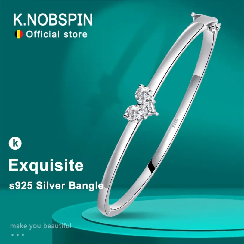KNOBSPIN-brazaletes de moissanita elegantes para mujer, pulsera delicada con certificación GRA de plata sólida s925, joyería fina para muñeca de 17-18cm 1 KNOBSPIN-brazaletes de moissanita elegantes para mujer, pulsera delicada con certificación GRA de plata sólida s925, joyería fina para muñeca de 17-18cm 1