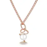 Kinel-collar con colgante de oro rosa 585 de lujo para mujer, joyería de boda nupcial con perlas huecas geométricas únicas, regalo de uso diario 6