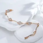 Kinel-pulsera Simple de Color oro rosa 585, tendencia de lujo, circonita Natural, joyería fina diaria para boda y novia, novedad de 2023 4
